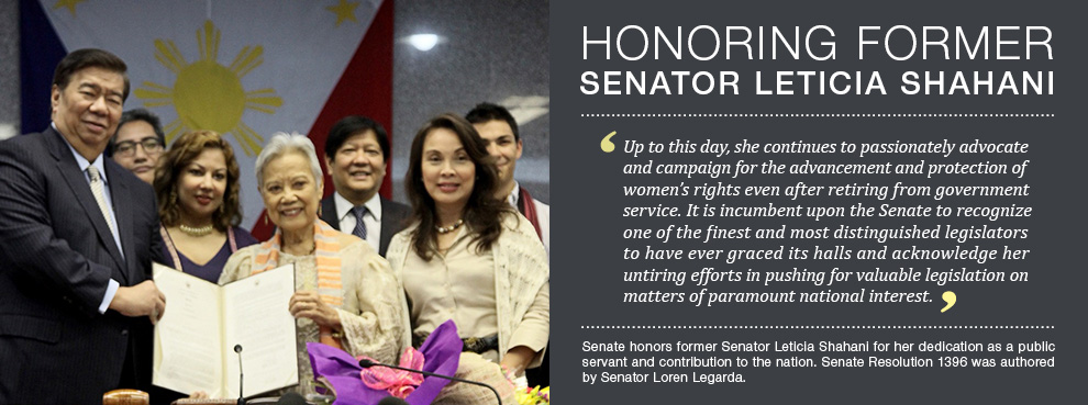 Senate Honors Former Senator Leticia Shahani - Loren Legarda