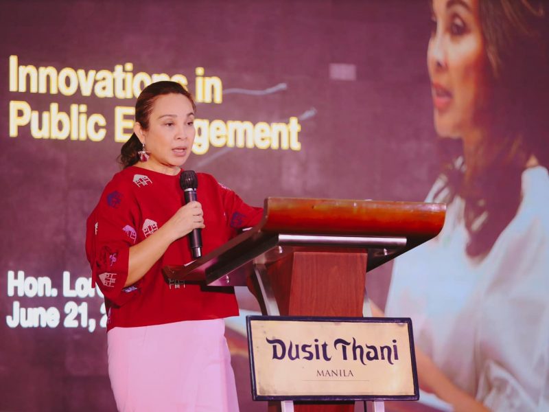 Senator-elect Loren Legarda at the Innovations in Public Engagement Conference organized by DOST-PCIEERD
